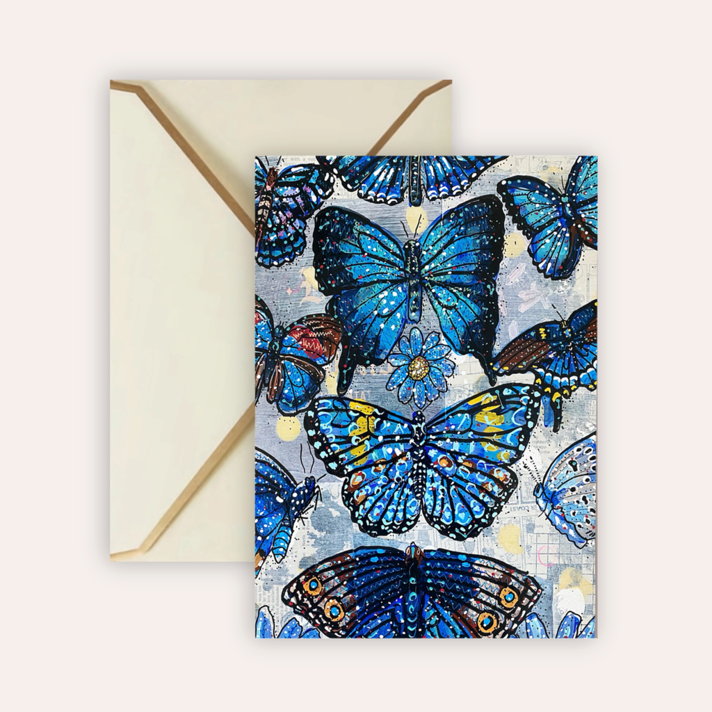 Blue Butterflies Fine Art Greeting Card