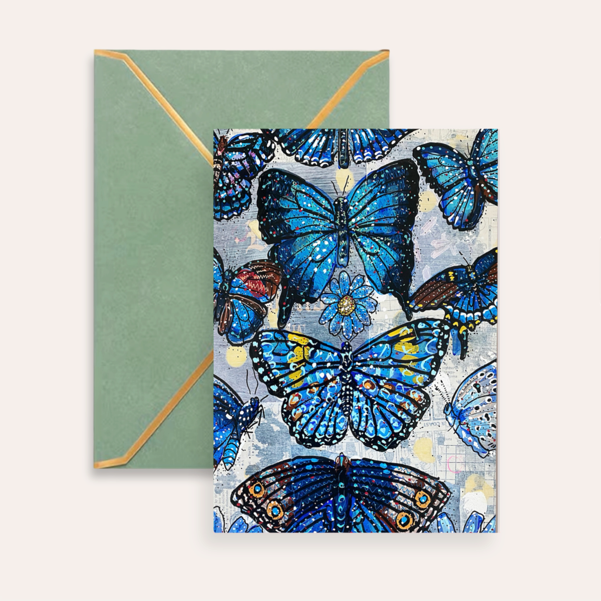 Blue Butterflies Fine Art Greeting Card