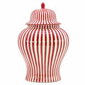 Candy Cane Striped Red and White Ceramic Vase - 18 Inches