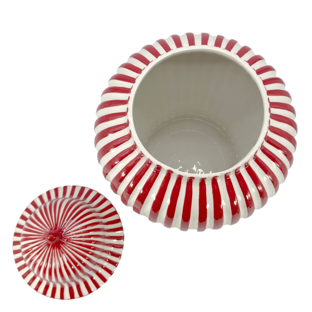 Candy Cane Striped Red and White Ceramic Vase - 18 Inches