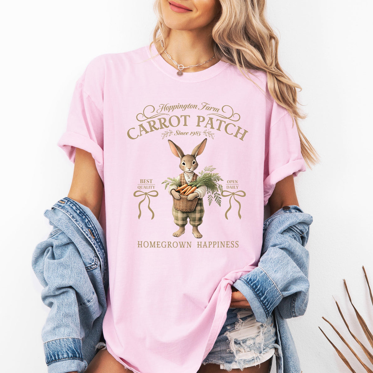 Carrot Patch Adorable Easter Bunny Jesus Rabbit Holiday Family Friendly Vintage Inspired Comfort Colors Tee