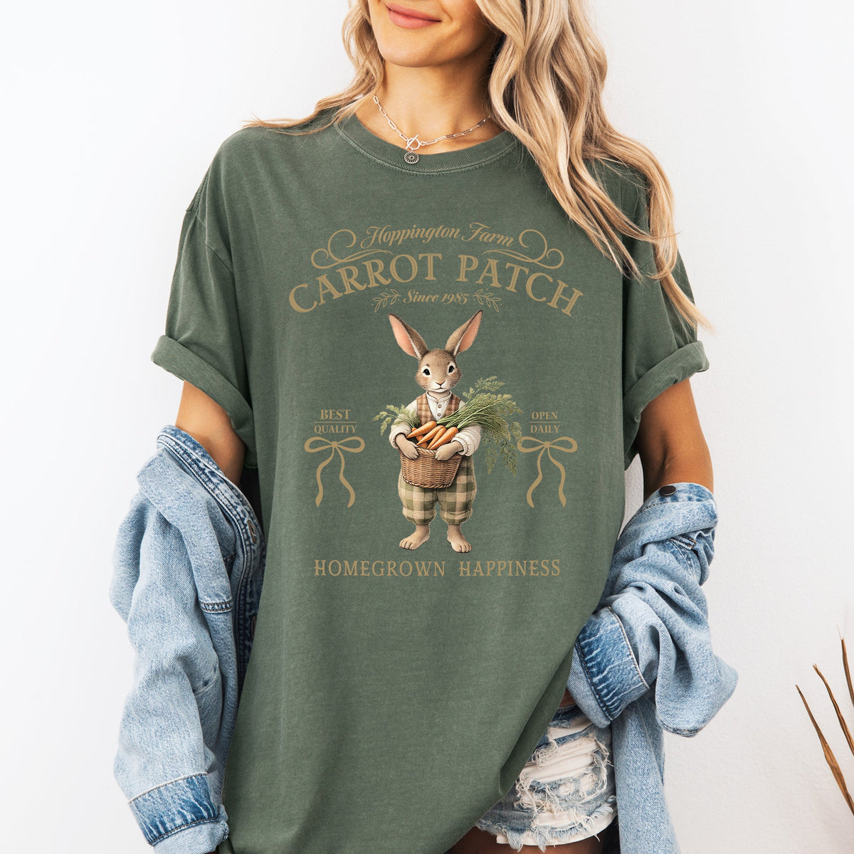 Carrot Patch Adorable Easter Bunny Jesus Rabbit Holiday Family Friendly Vintage Inspired Comfort Colors Tee