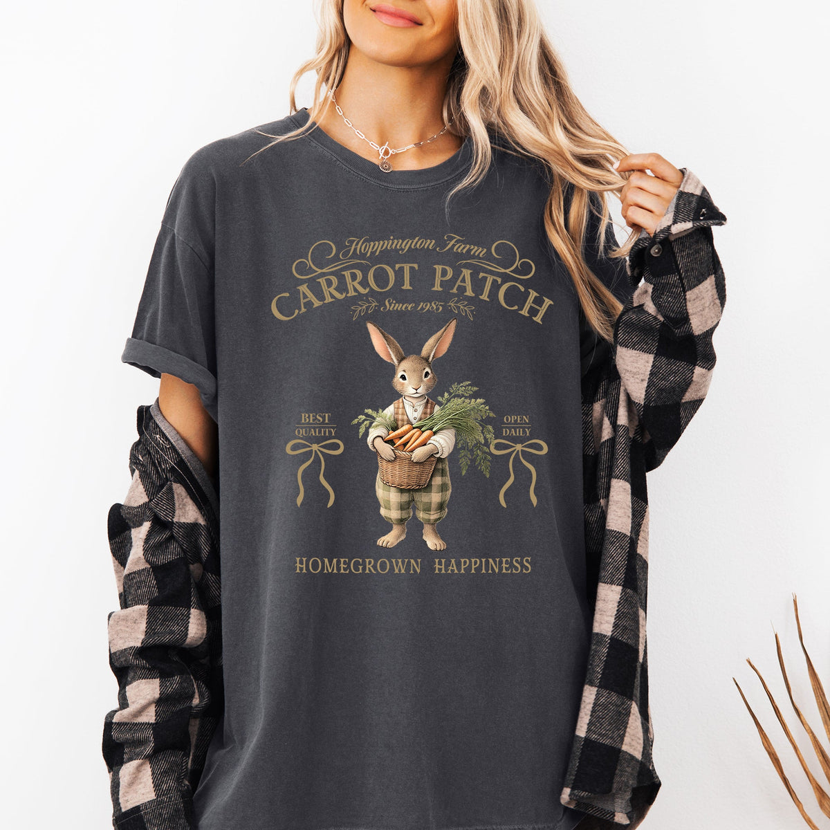 Carrot Patch Adorable Easter Bunny Jesus Rabbit Holiday Family Friendly Vintage Inspired Comfort Colors Tee