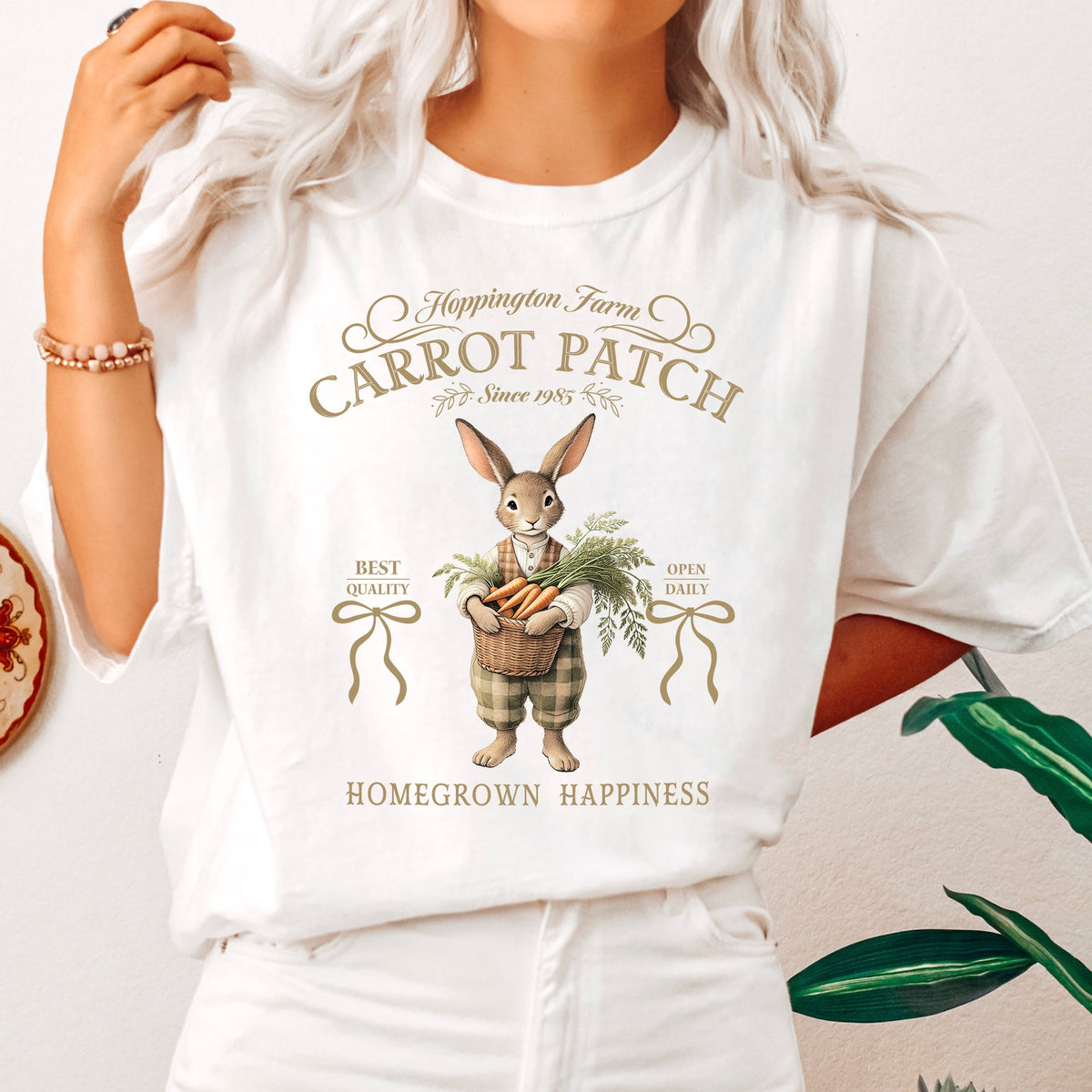 Carrot Patch Adorable Easter Bunny Jesus Rabbit Holiday Family Friendly Vintage Inspired Comfort Colors Tee