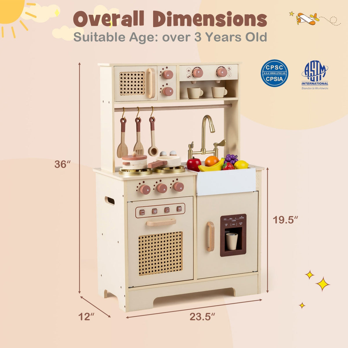 Chef Pretend Play Kitchen for Kids with Realistic Lights and Sounds