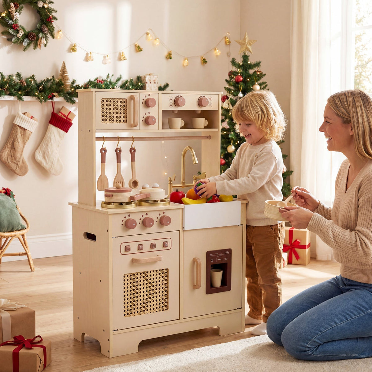 Chef Pretend Play Kitchen for Kids with Realistic Lights and Sounds