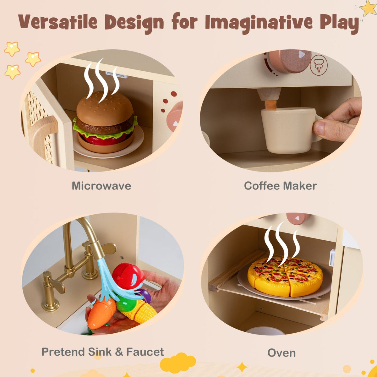 Chef Pretend Play Kitchen for Kids with Realistic Lights and Sounds
