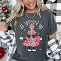 All Spruced Up Vintage Christmas Silhouette And Ornament Holly Wreath Scene Graphic Tee