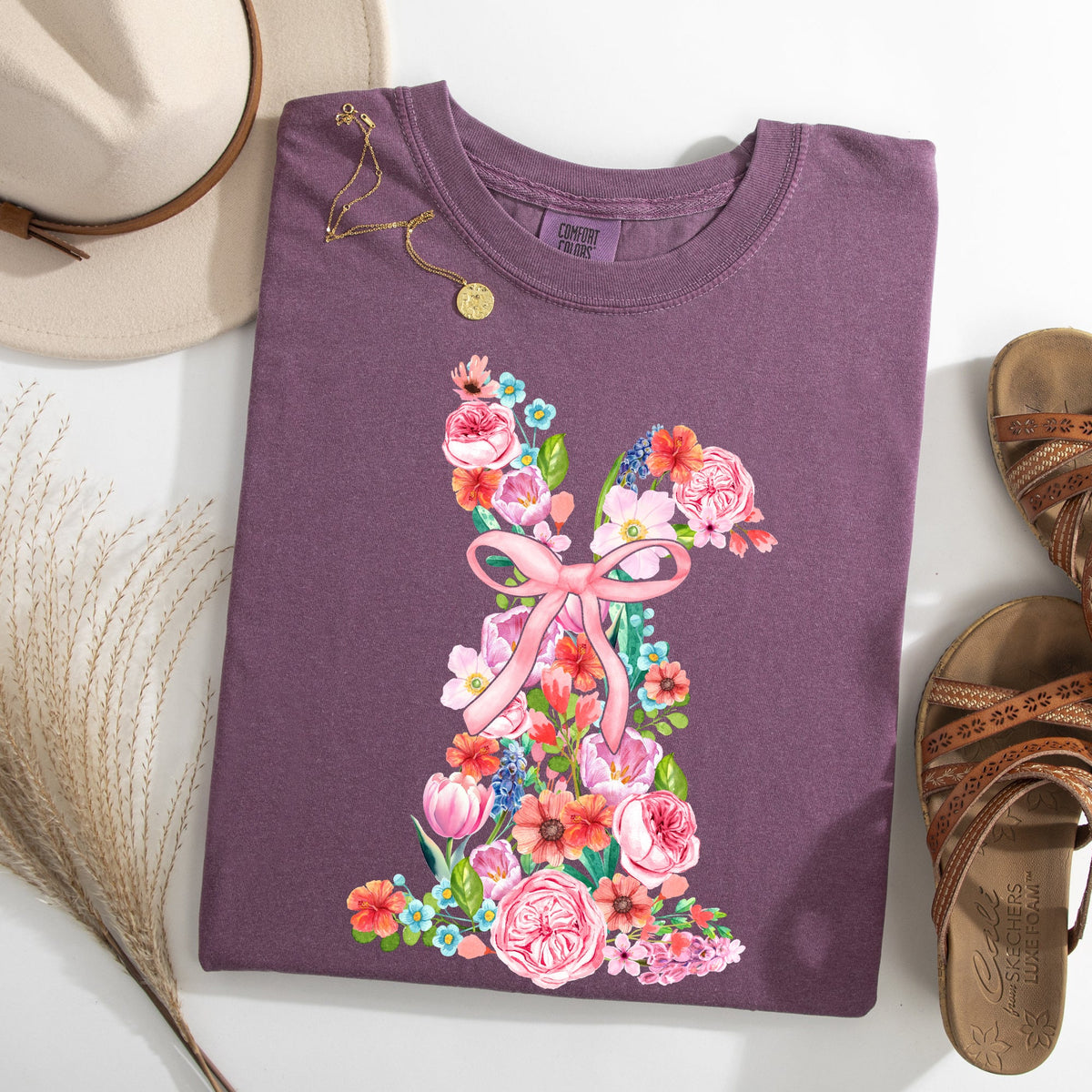 Colorful Floral Easter Bunny Jesus Graphic Artwork Spring Holidays Comfort Colors Tee