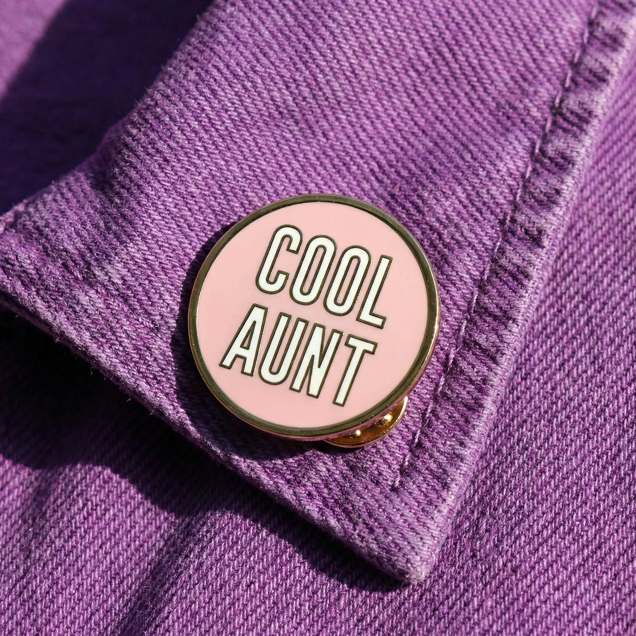 Cool Aunt Brass Lapel Pin in Black or Pink
