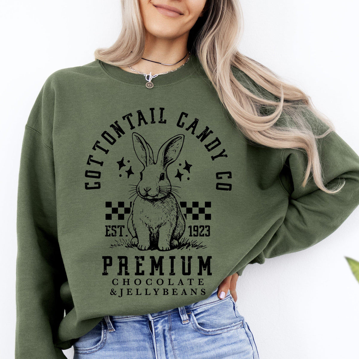 Cottontail Candy Easter Bunny Jesus Rabbit Holiday Celebration Scripture Verse Sweatshirt