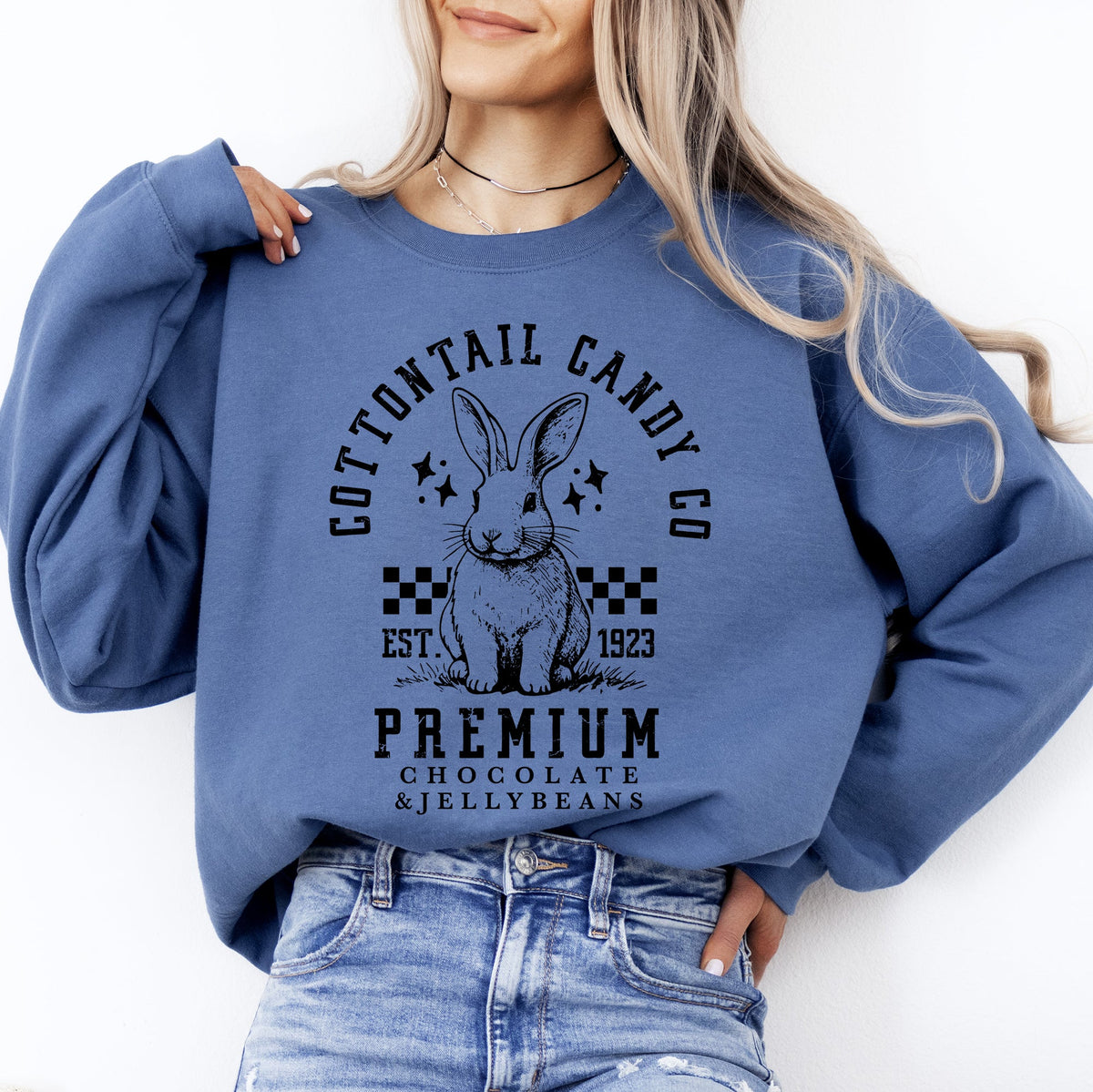 Cottontail Candy Easter Bunny Jesus Rabbit Holiday Celebration Scripture Verse Sweatshirt