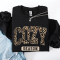 Cozy Season Leopard Print Autumn Florals Sunflowers Pumpkins Halloween Inspired Sweatshirt