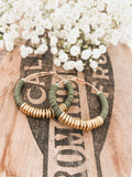 Beautiful Green and Gold Clay Hoops