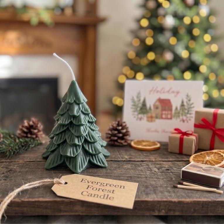 Evergreen Forest Christmas Green Tree Candle