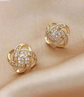 Beautiful Dainty Gold or Silver and Crystal Twist Stud Earrings