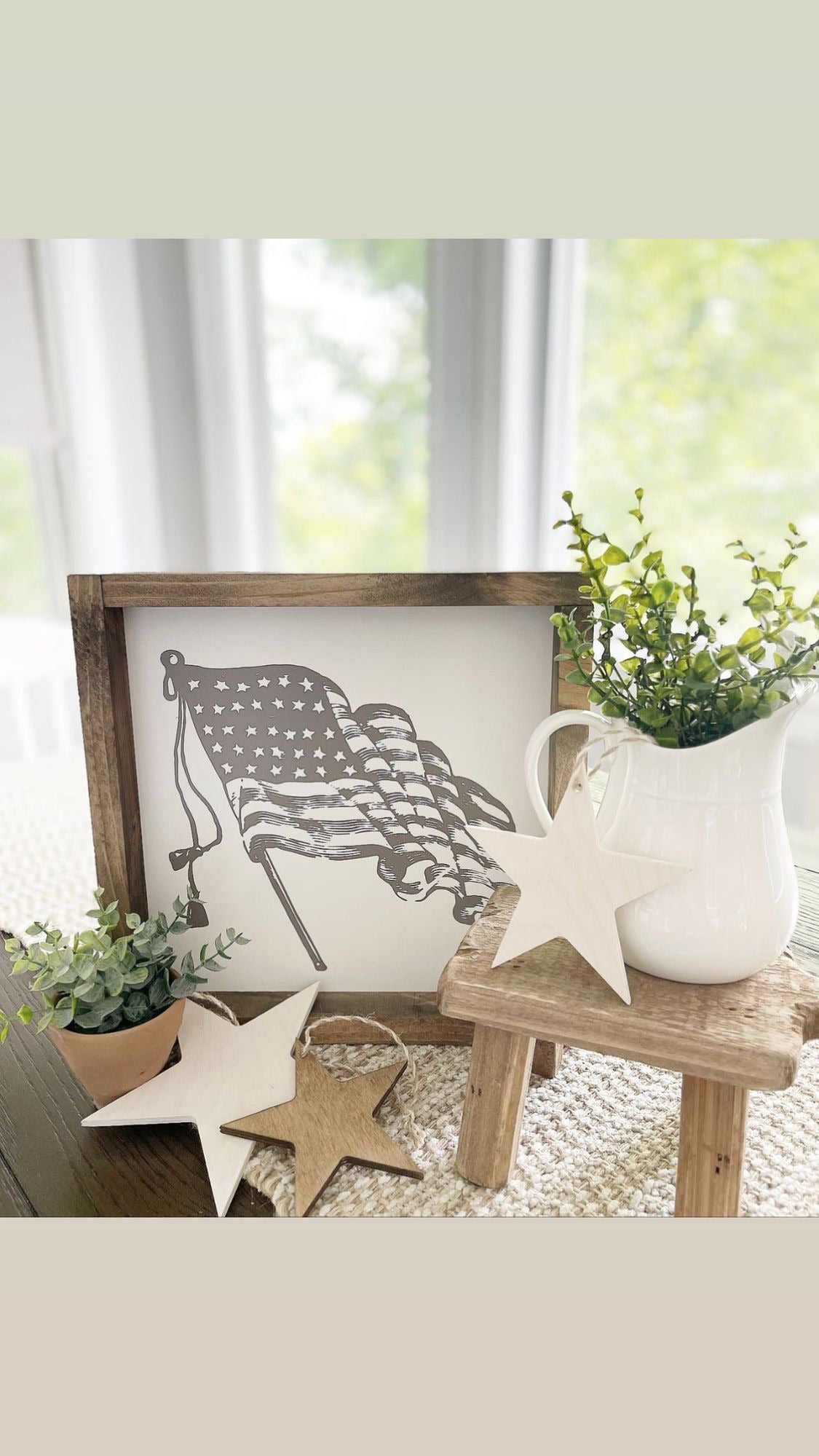 American Flag Sketch Framed Art