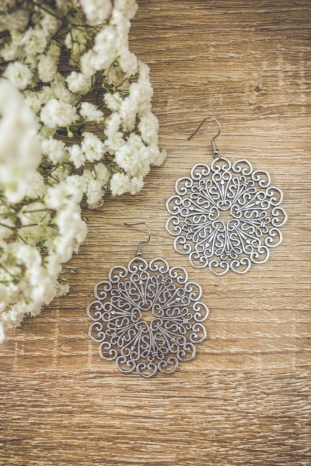 Beautiful Boho Silver Drop Earrings