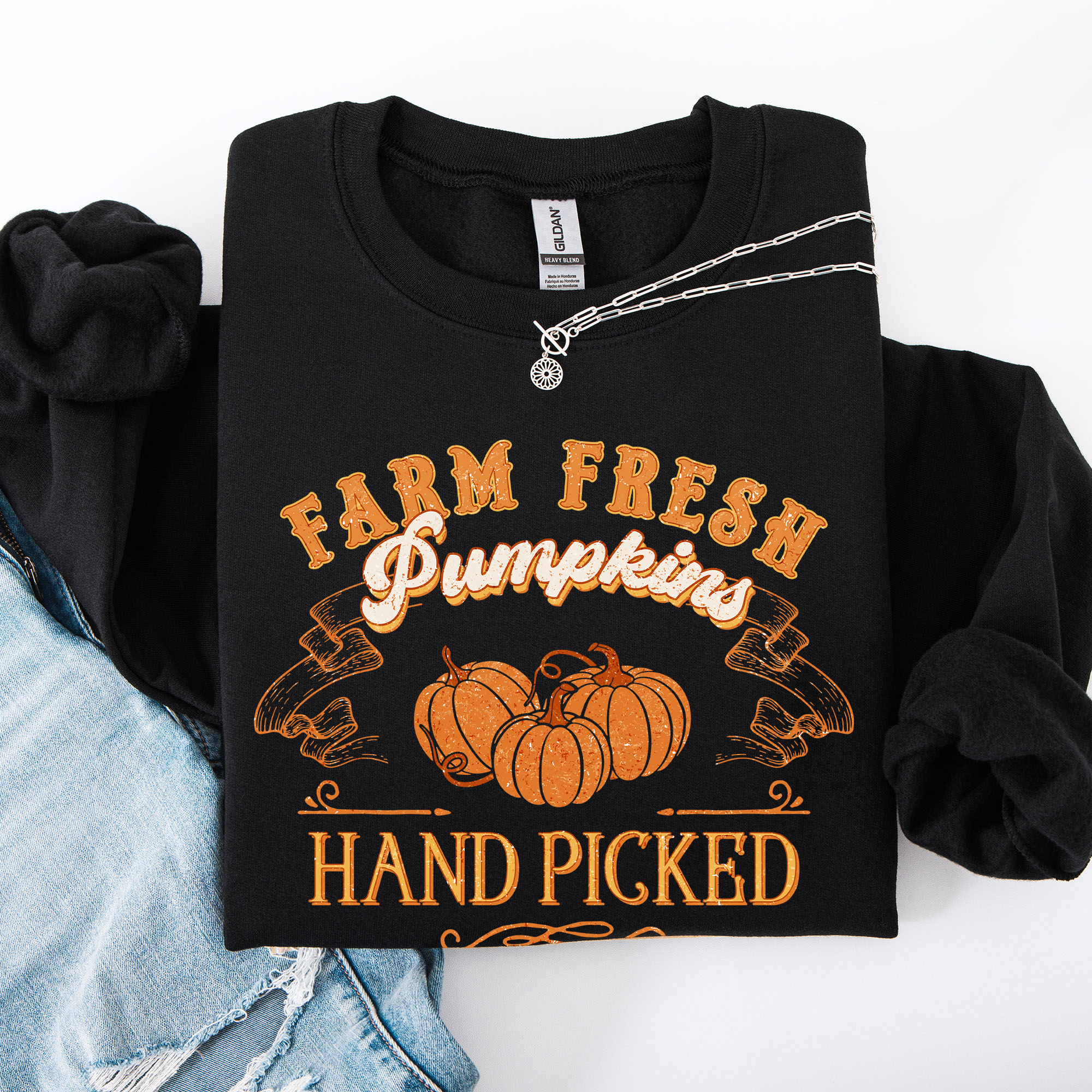 Farm Fresh Pumpkins Hand Picked Halloween Fall Autumn Sweatshirt