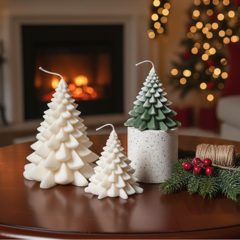 Christmas Fir Tree Candles | Festive Holiday Decor