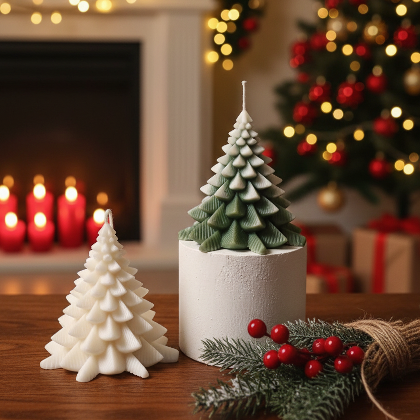 Christmas Fir Tree Candles | Festive Holiday Decor