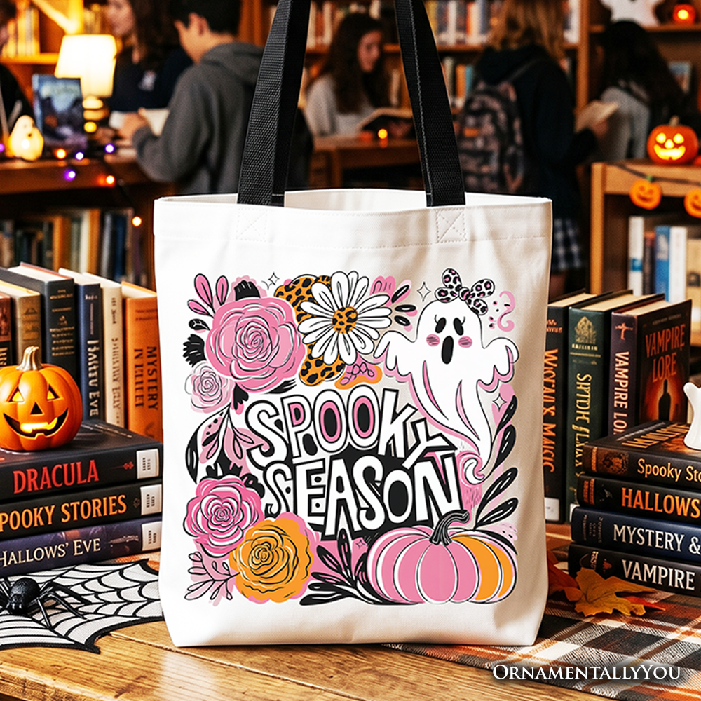 Spooky Teacher Neon Ghost Tote Bag, Retro Halloween Gift Shopper for Educators