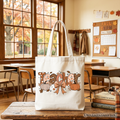 Teacher Coquette Autumn Tote Bag, Cozy Fall Pumpkin Gift Shopper for Educators