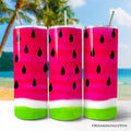 Watermelon Slice Pattern 20oz Personalized Tumbler With Lid and Stainless Steel Straw, Fun Summer Fruit Gift Cup