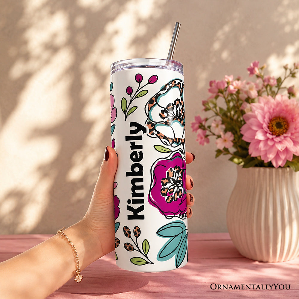 Don't Let The Hard Days Win Mental Health 20oz Personalized Tumbler With Lid and Stainless Steel Straw, Floral Positive Affirmation Gift Cup
