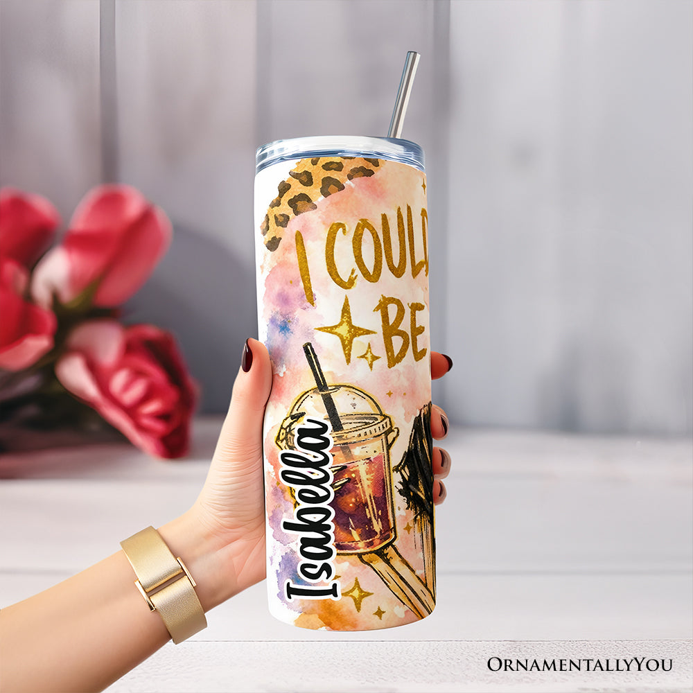 I Could Be Meaner 20oz Personalized Tumbler With Lid and Stainless Steel Straw, Funny Sarcastic Skeleton Girl Gift Cup