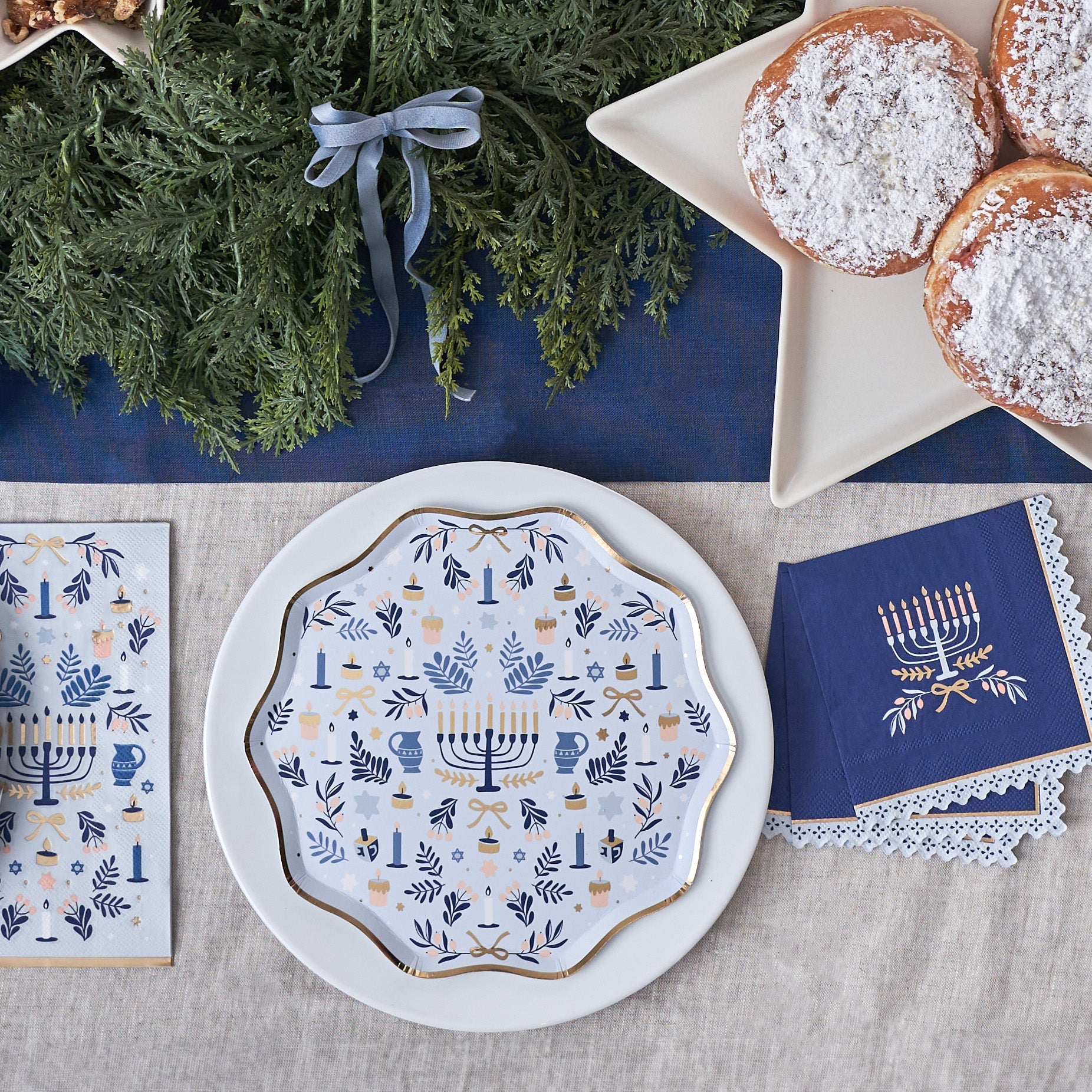 Hanukkah Cocktail Napkin - Menorah
