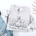 Happy Easter Minimal Bunny Jesus Rabbit Holiday Celebration Graphic Art Sweatshirt
