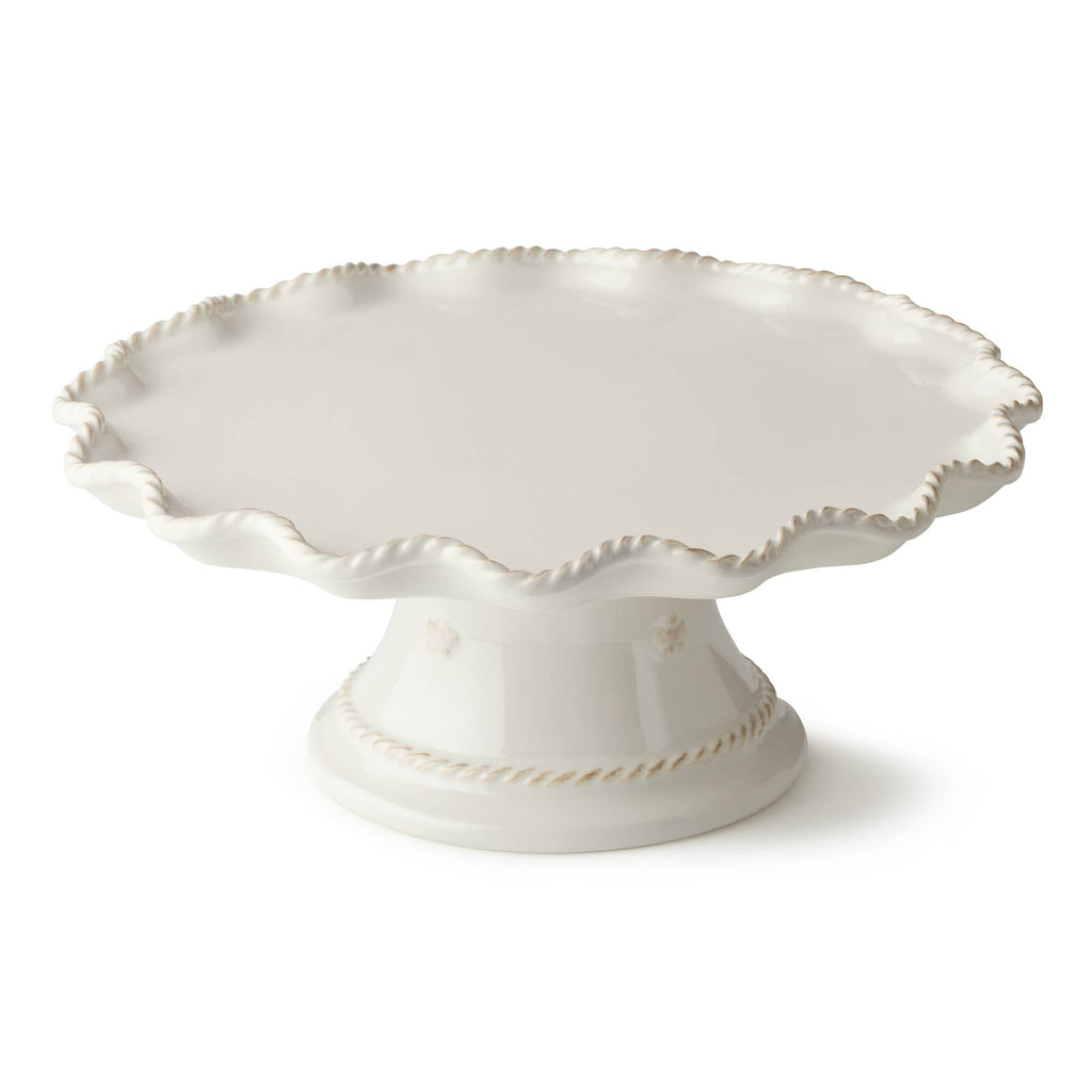 Heritage Footed Ruffled Cake Plate 11.5" - White Stoneware Pedestal