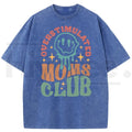 Holafish Oversized Acid Wash Vintage “MOM’S Club” T-Shirt – Heavyweight Cotton Streetwear Graphic Tee, Mother’s Day Gift