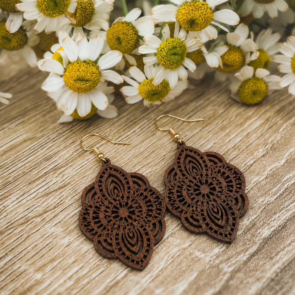 Beautiful Brown Wood Earrings