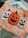Faux patch stitched three pumpkins tee or sweatshirt