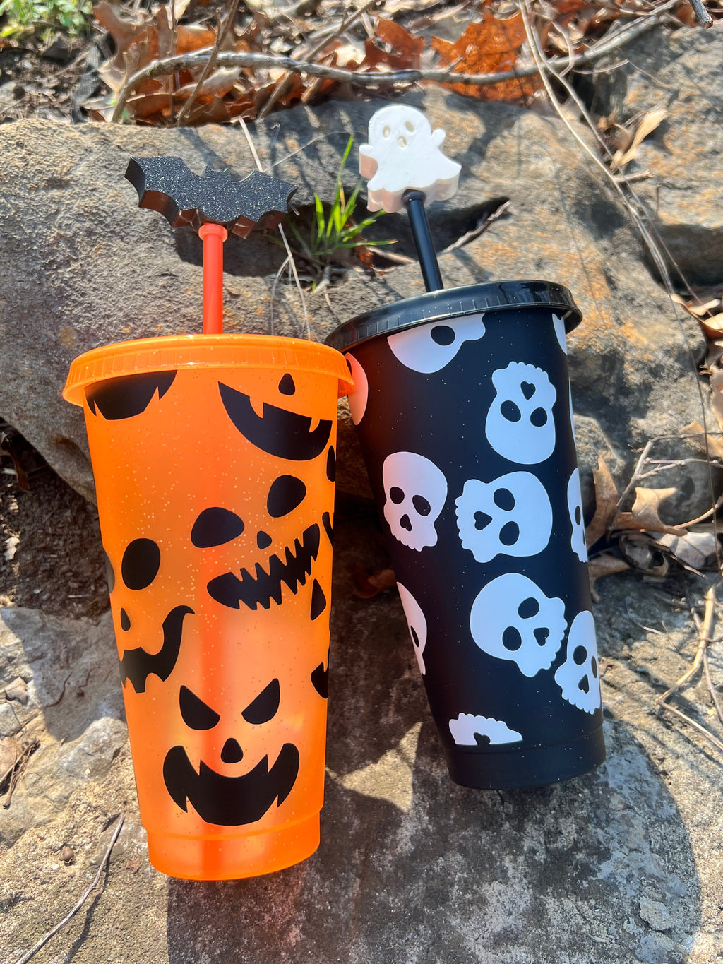 Ghostie & Batty Straw Topper Set — 3D Printed Ghost & Bat Straw Toppers for Stanley & Standard Straws | Summerween Drinkware | Daisie Boutique