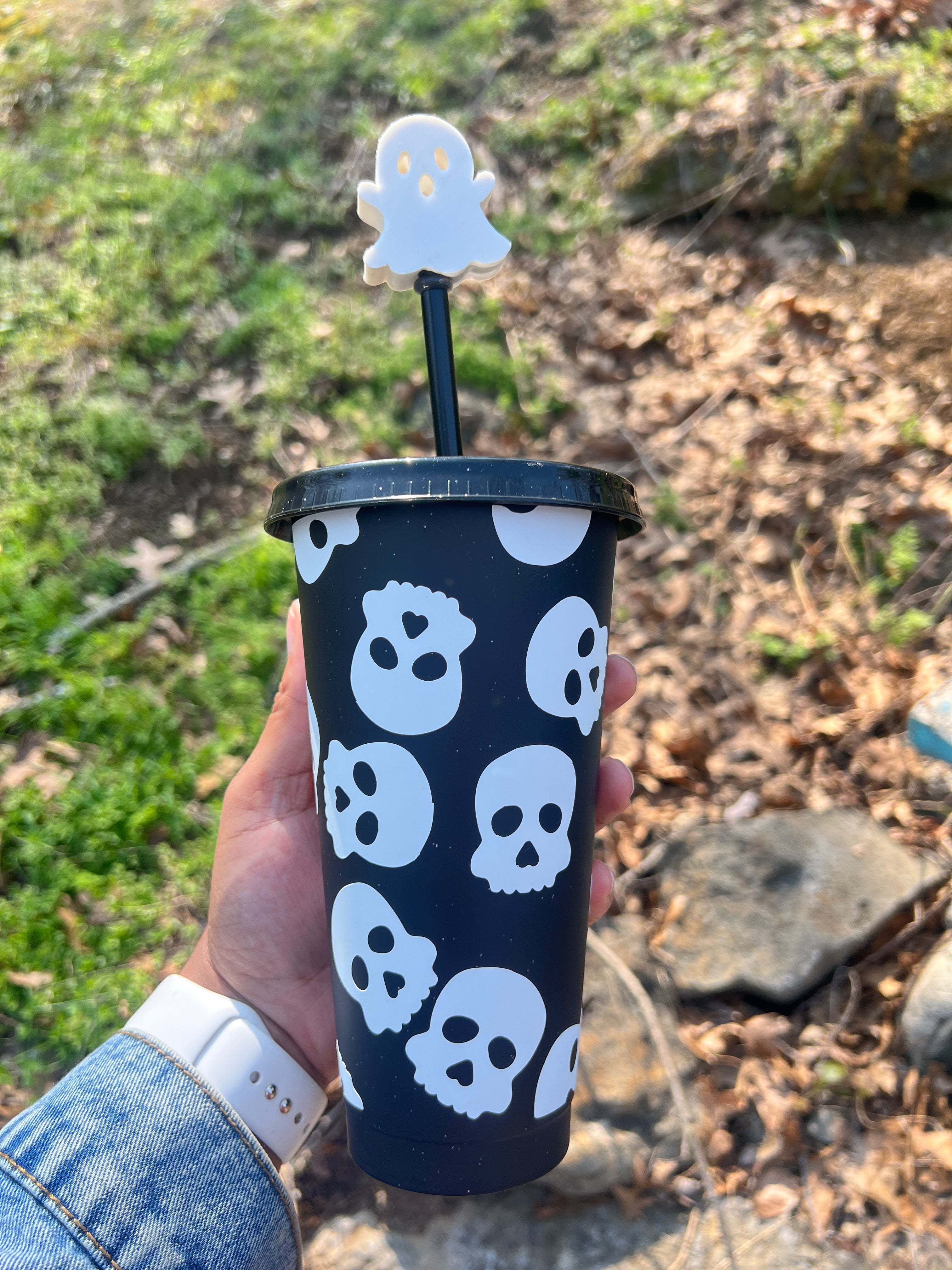 Ghostie & Batty Straw Topper Set — 3D Printed Ghost & Bat Straw Toppers for Stanley & Standard Straws | Summerween Drinkware | Daisie Boutique