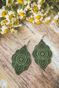 Beautiful Green Wood Earrings