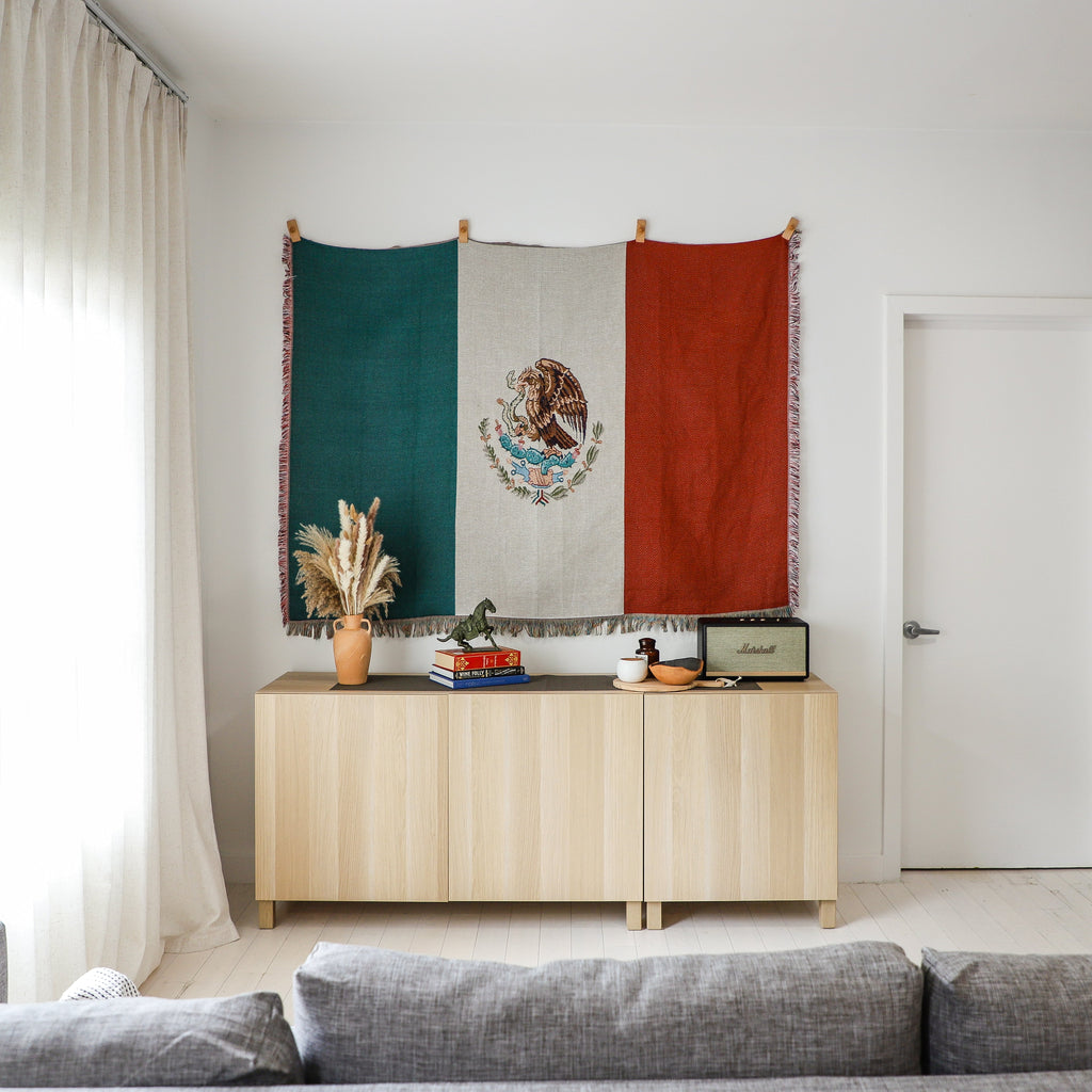 Mexico Flag Woven Throw Blanket