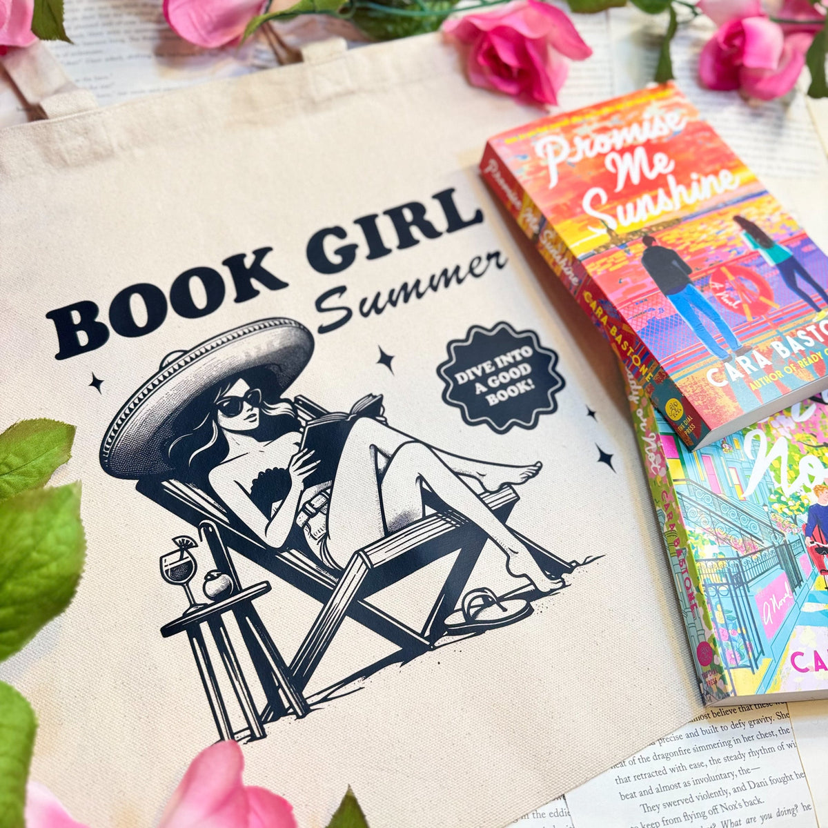 Book Girl Summer Canvas Tote Bag