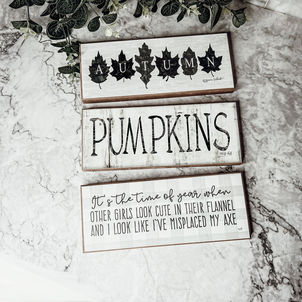 Pumpkins Wood Sign Rustic Fall Halloween Tabletop Shelf Mantel Decor 10x4x1