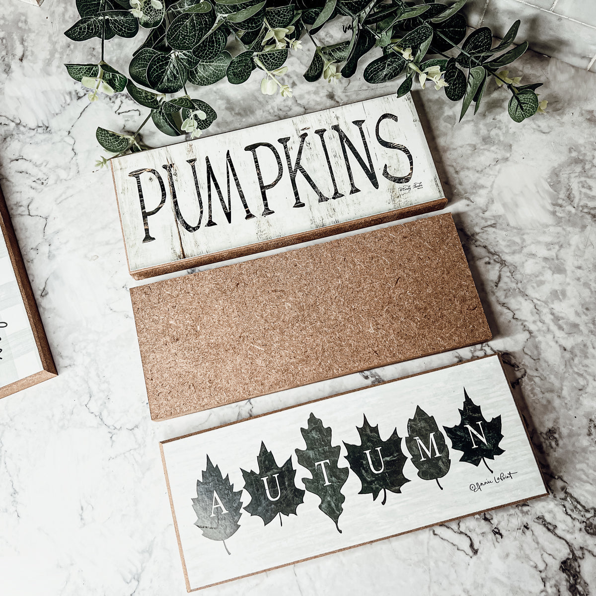 Pumpkins Wood Sign Rustic Fall Halloween Tabletop Shelf Mantel Decor 10x4x1