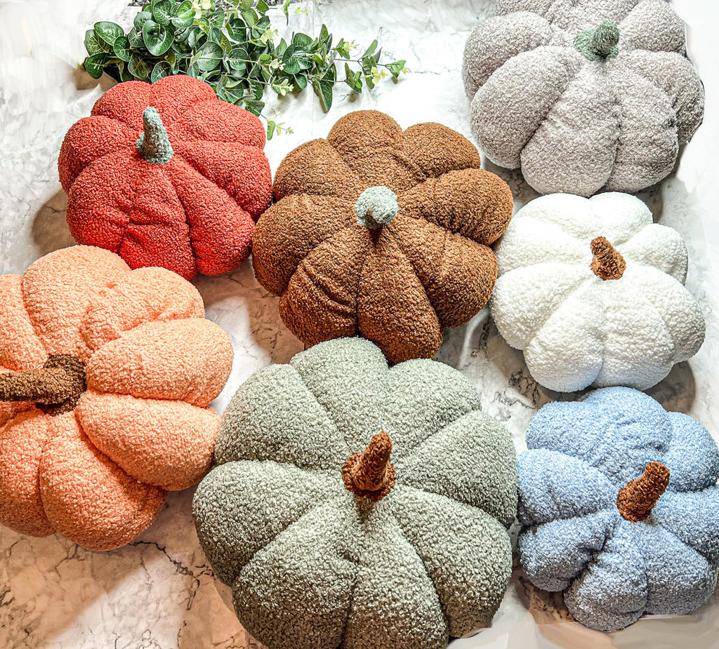 Plush Pumpkin Pillow Decorative Throw Handmade Fall Pumpkin Cuddle Cushion