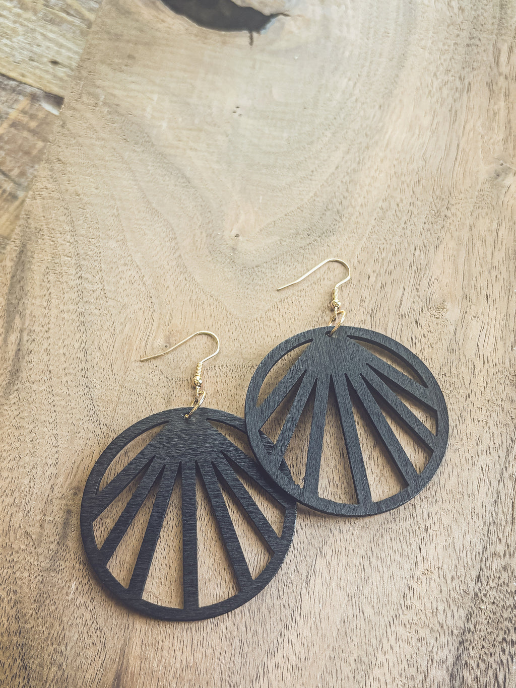 Beautiful Black Wooden Laser Cut Earrings