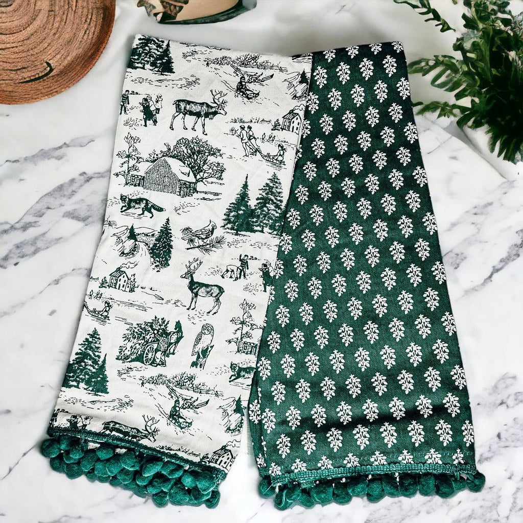 Forest Green Pine Tea Towel Set