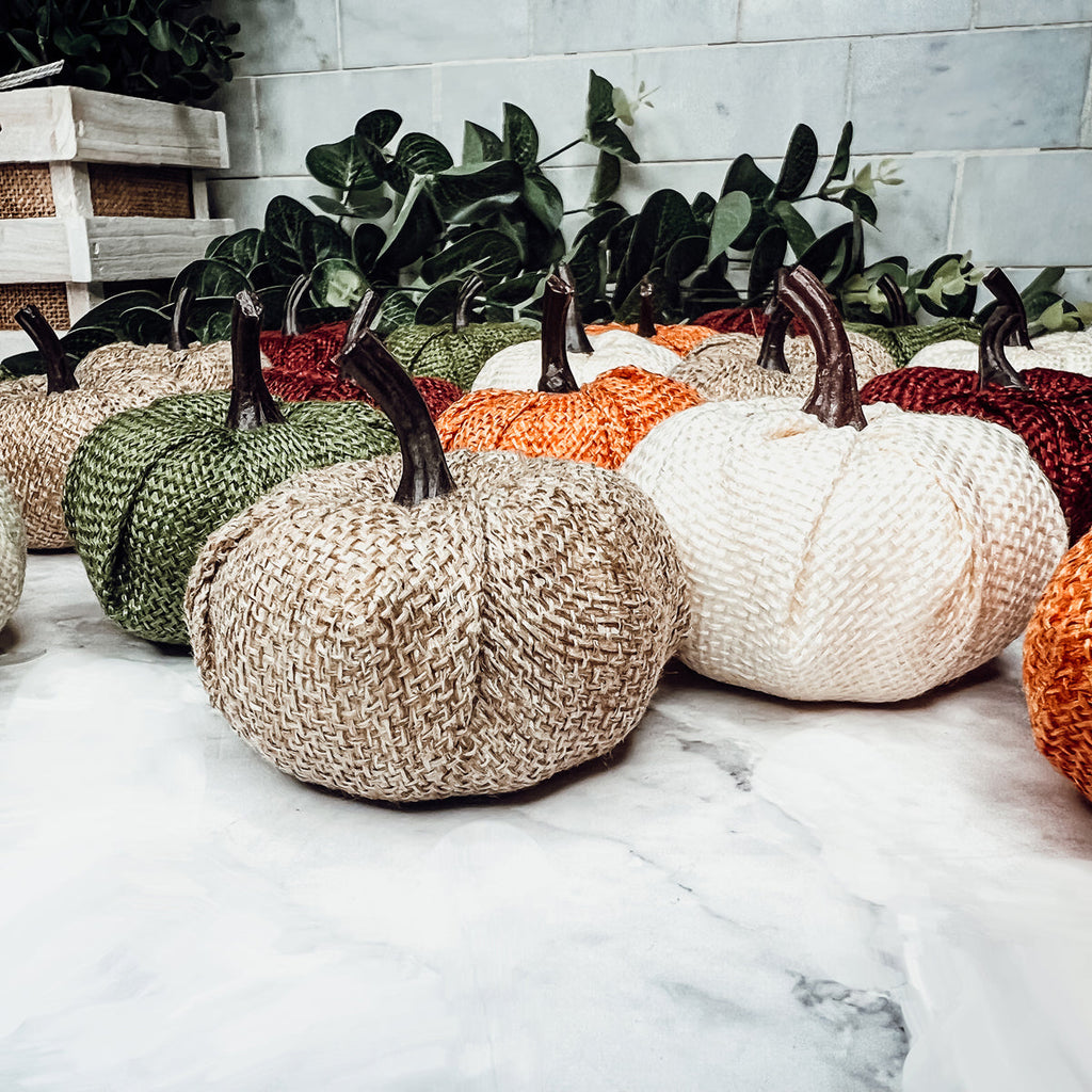 Jute Mini Pumpkins Rustic Fall Decor Set Handmade Jute Cotton Table Accents