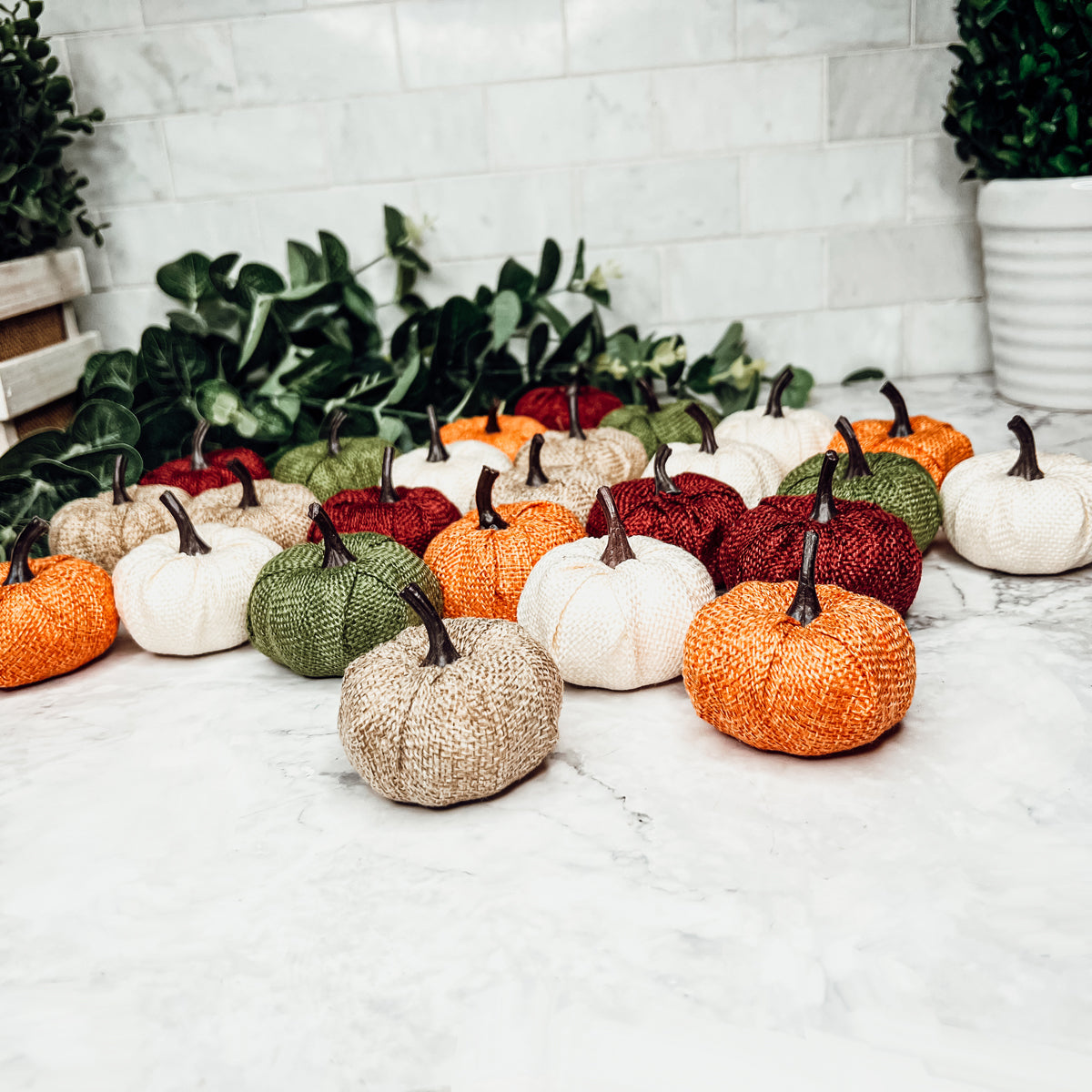 Jute Mini Pumpkins Rustic Fall Decor Set Handmade Jute Cotton Table Accents