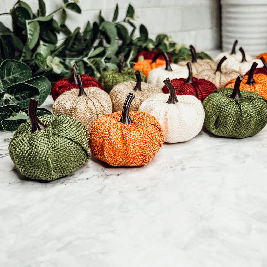 Jute Mini Pumpkins Rustic Fall Decor Set Handmade Jute Cotton Table Accents