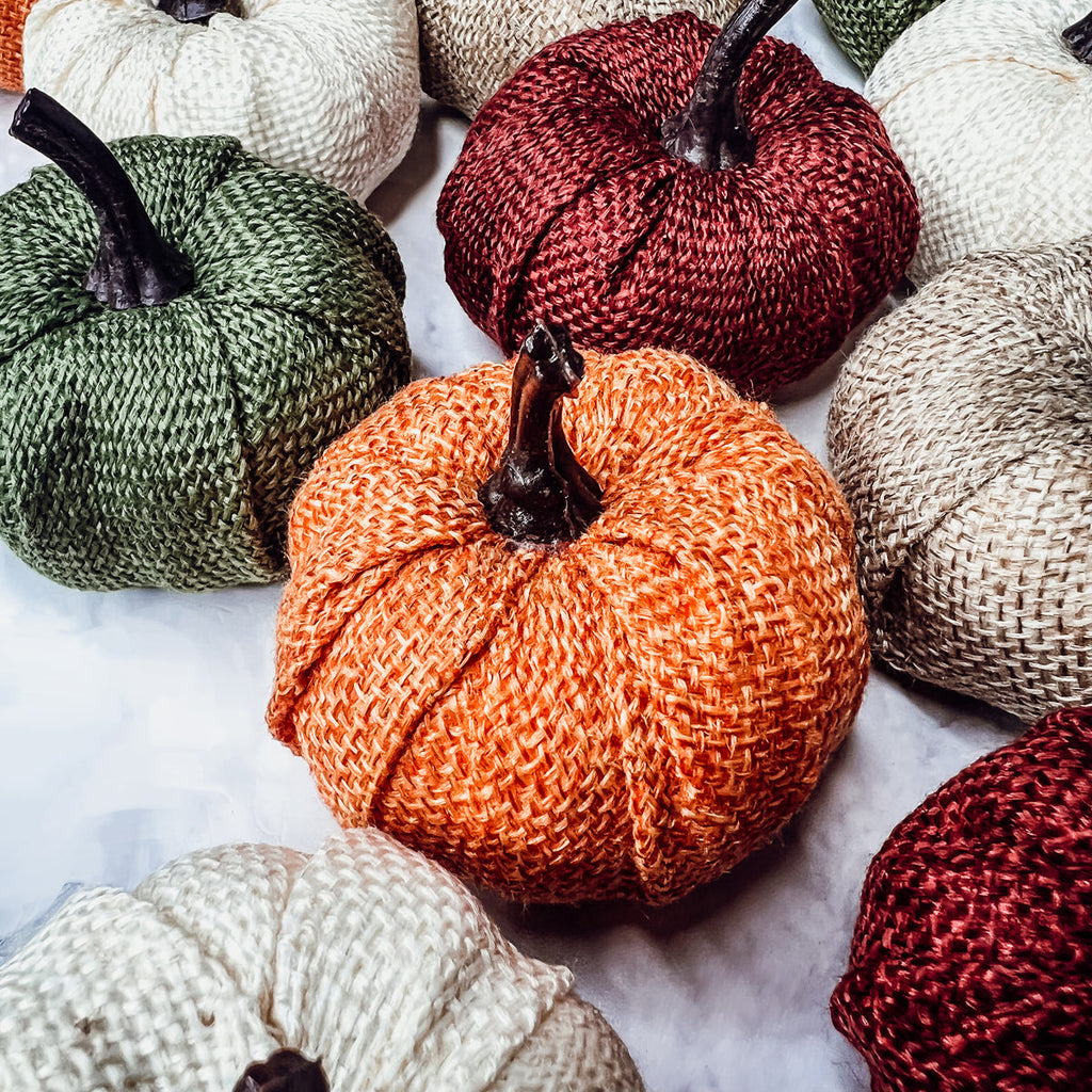 Jute Mini Pumpkins Rustic Fall Decor Set Handmade Jute Cotton Table Accents